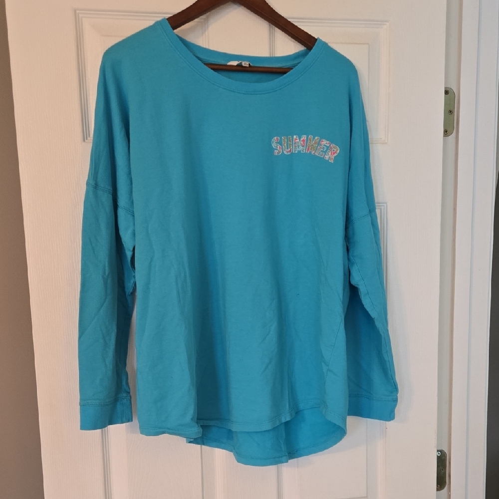 crown & ivy Blue Long Sleeve Summer Tee